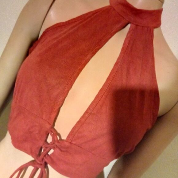 U.S.A size M brown felt half shirt - Picture 8 of 8